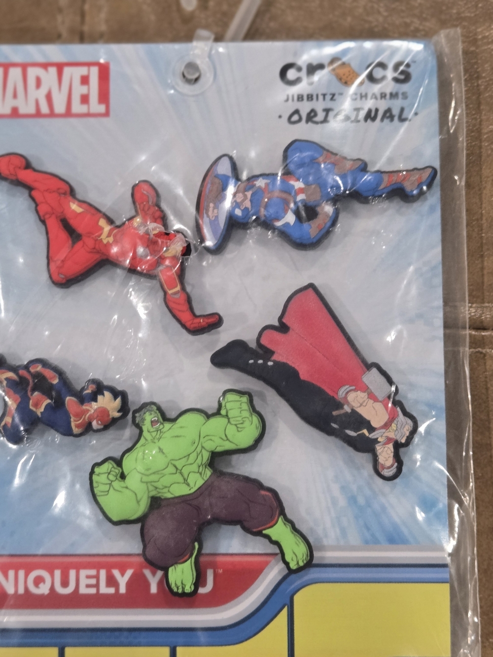 CROCS Marvel Logo Charms in Red, Blue, White